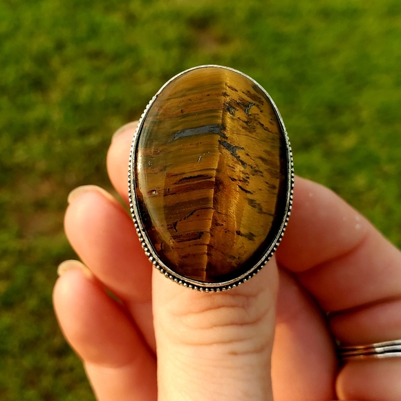 New Amazing Oversized Tiger Eye 925 Silver Ring. - Picture 12 of 16